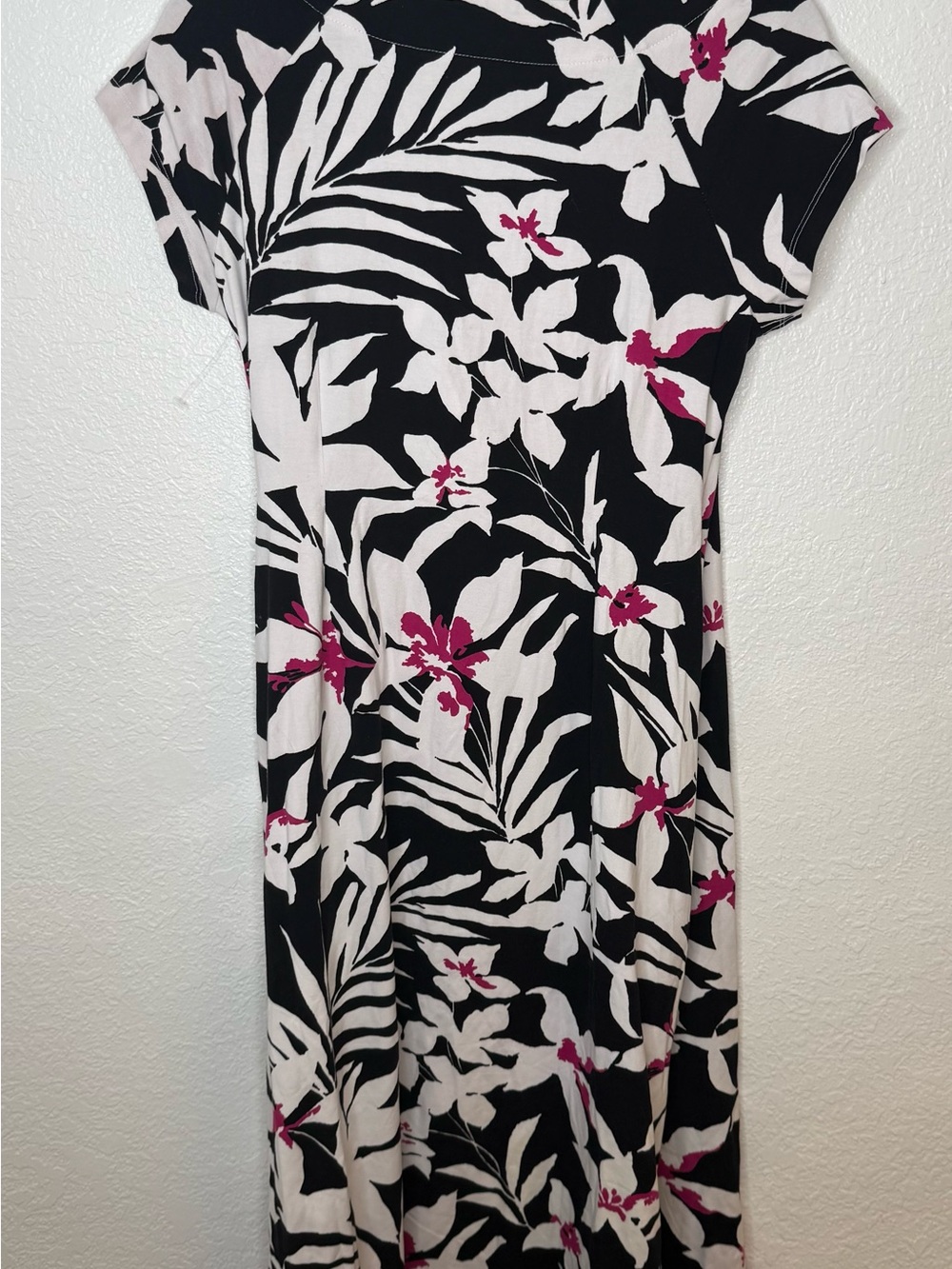 Soft Surroundings Tropical Floral Faux Wrap Maxi Dress Black Pink Small NWT - Picture 9 of 14